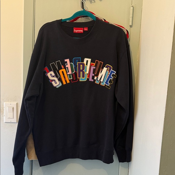 Supreme Black Crewneck with Multicolor Lettering